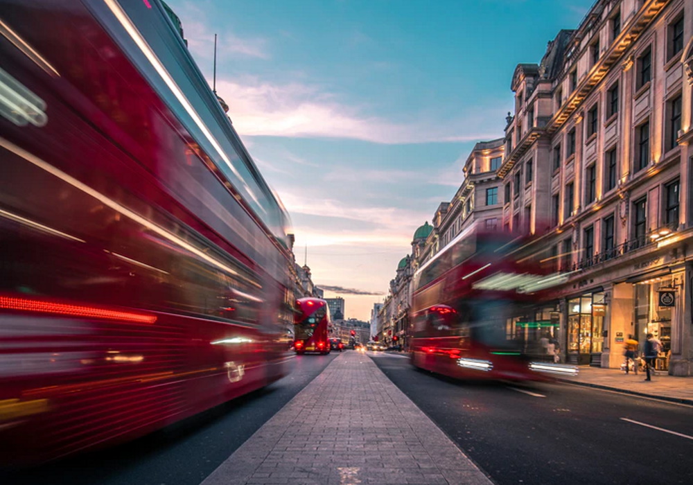 London buses blurred