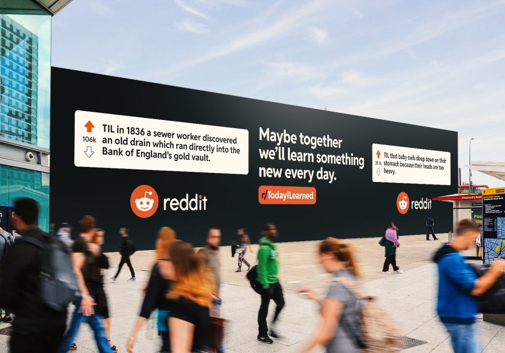Reddit marketing ad at Westfield London